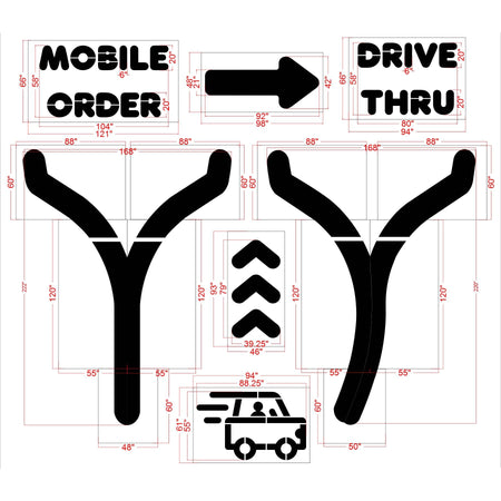 {7pc} Dunkin Donuts Current Spec Stencil Kit - High-quality stencil for pavement marking, durable and reusable