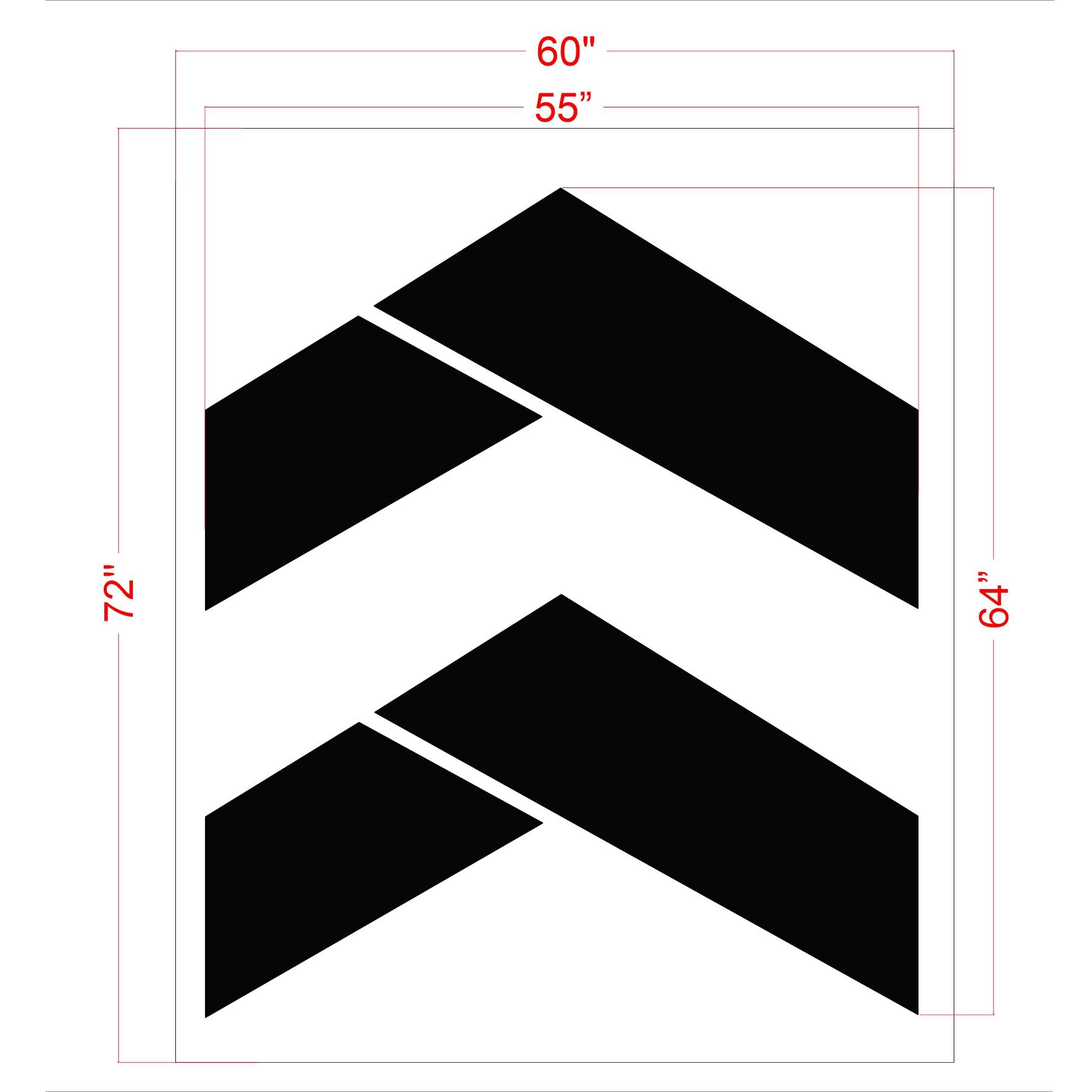 64 inch Dollar Fresh chevron stencil for parking lot traffic direction and commercial pavement striping