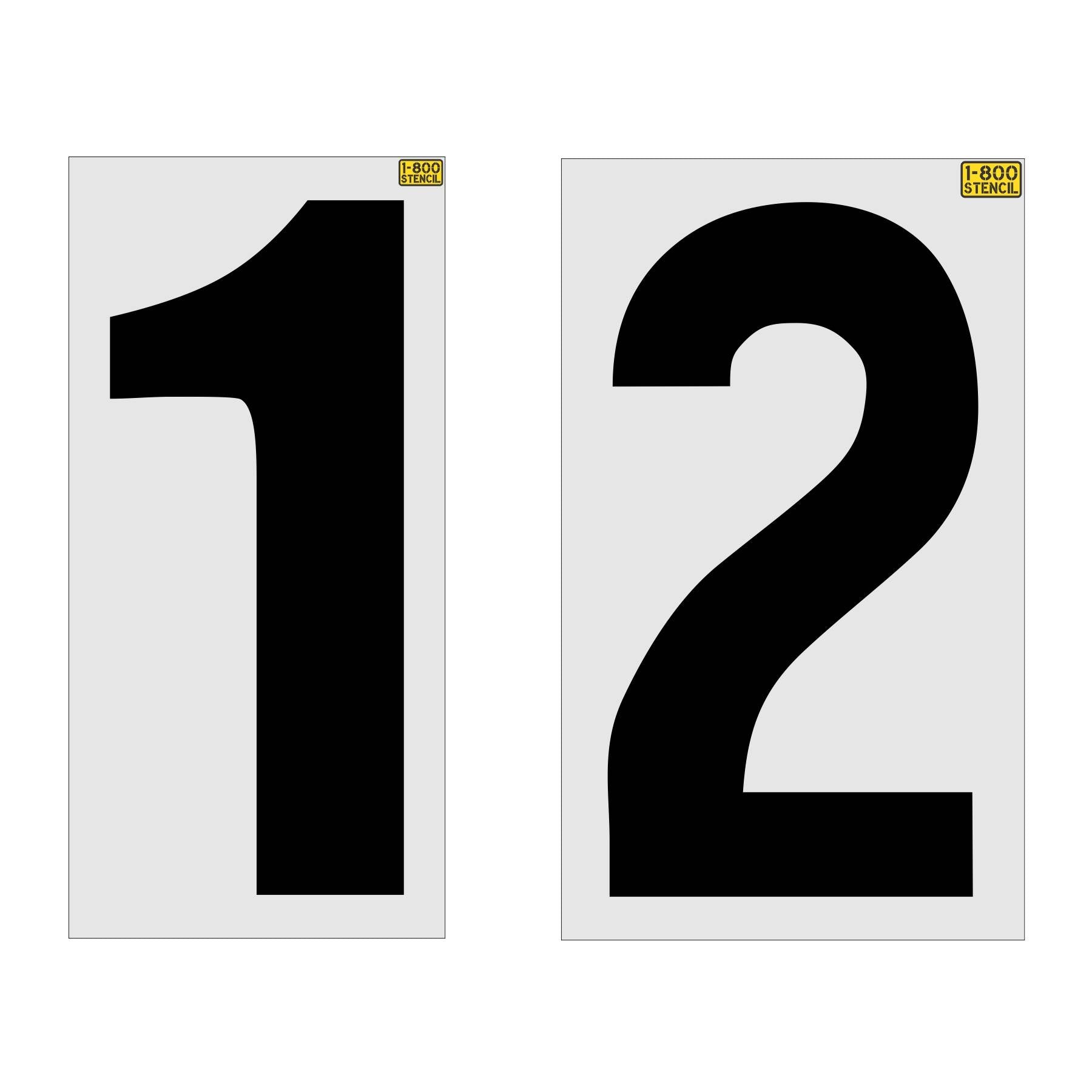 48-inch Domino’s numbers 1 and 2 pavement marking stencil set for parking space identification