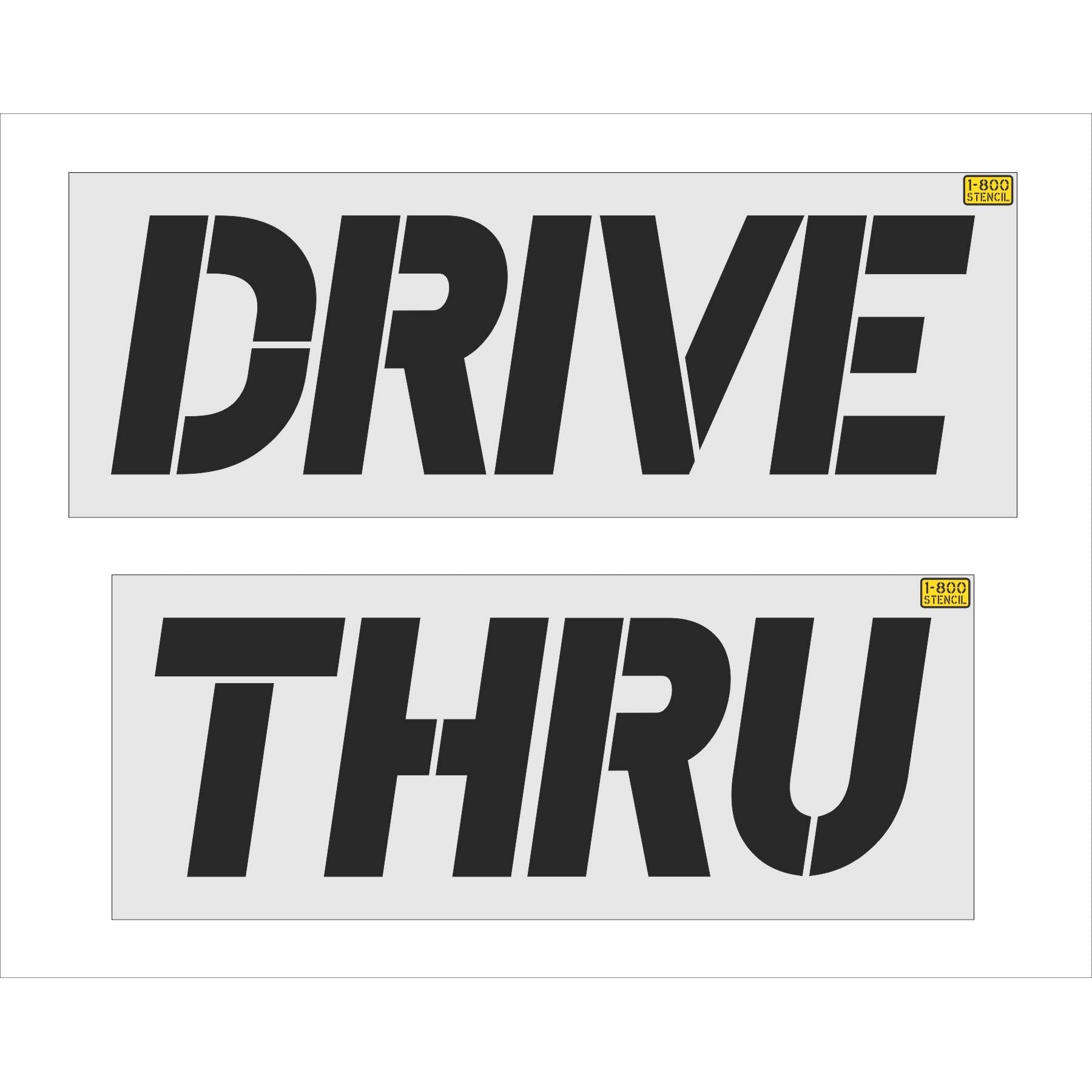 18 inch generic retail DRIVE THRU stencil for parking lot and drive-thru lane pavement striping applications