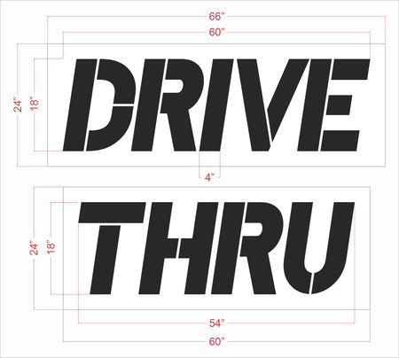 18 inch generic retail DRIVE THRU stencil for parking lot and drive-thru lane pavement striping applications