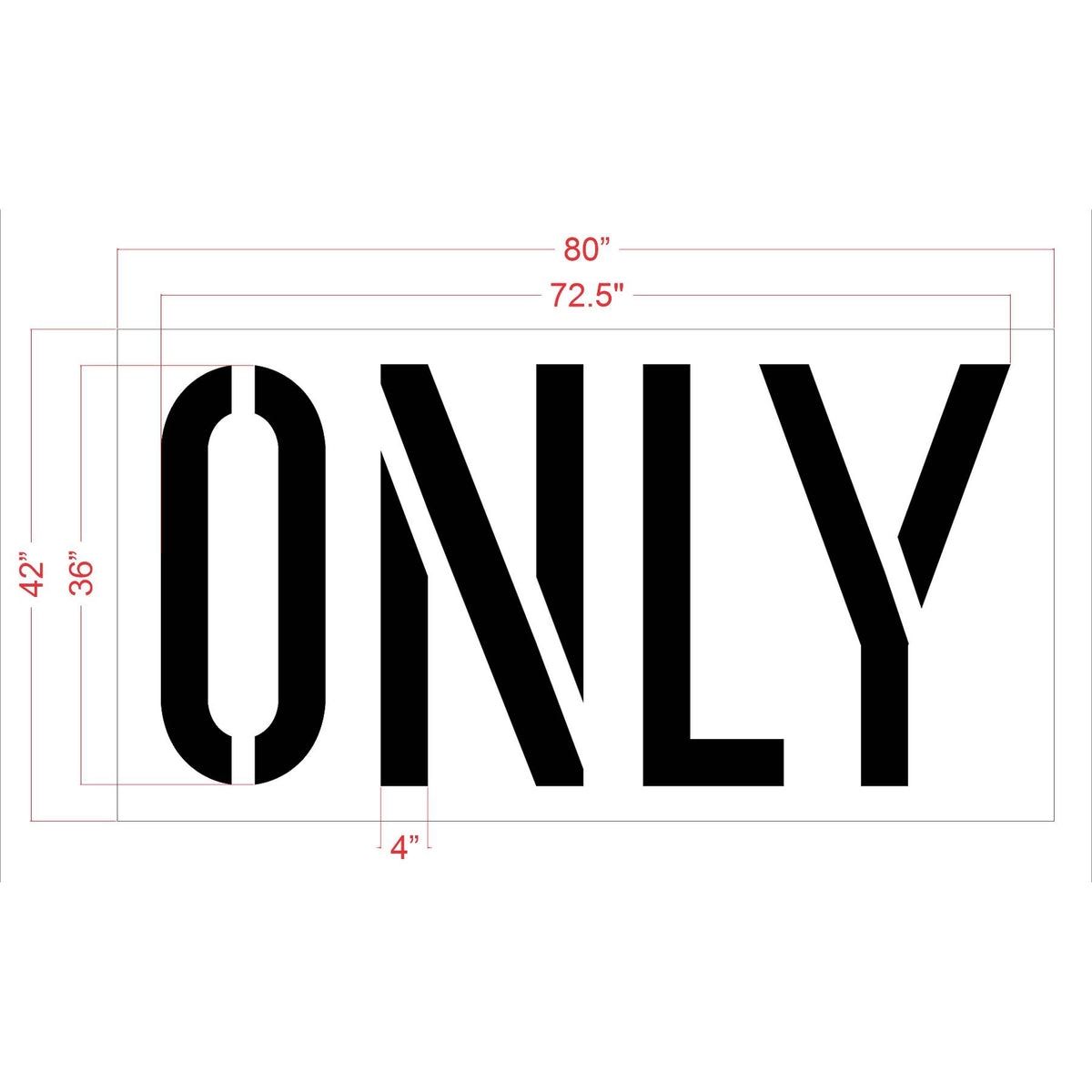 36 inch HyVee ONLY stencil for retail parking lot and curbside pickup pavement striping applications