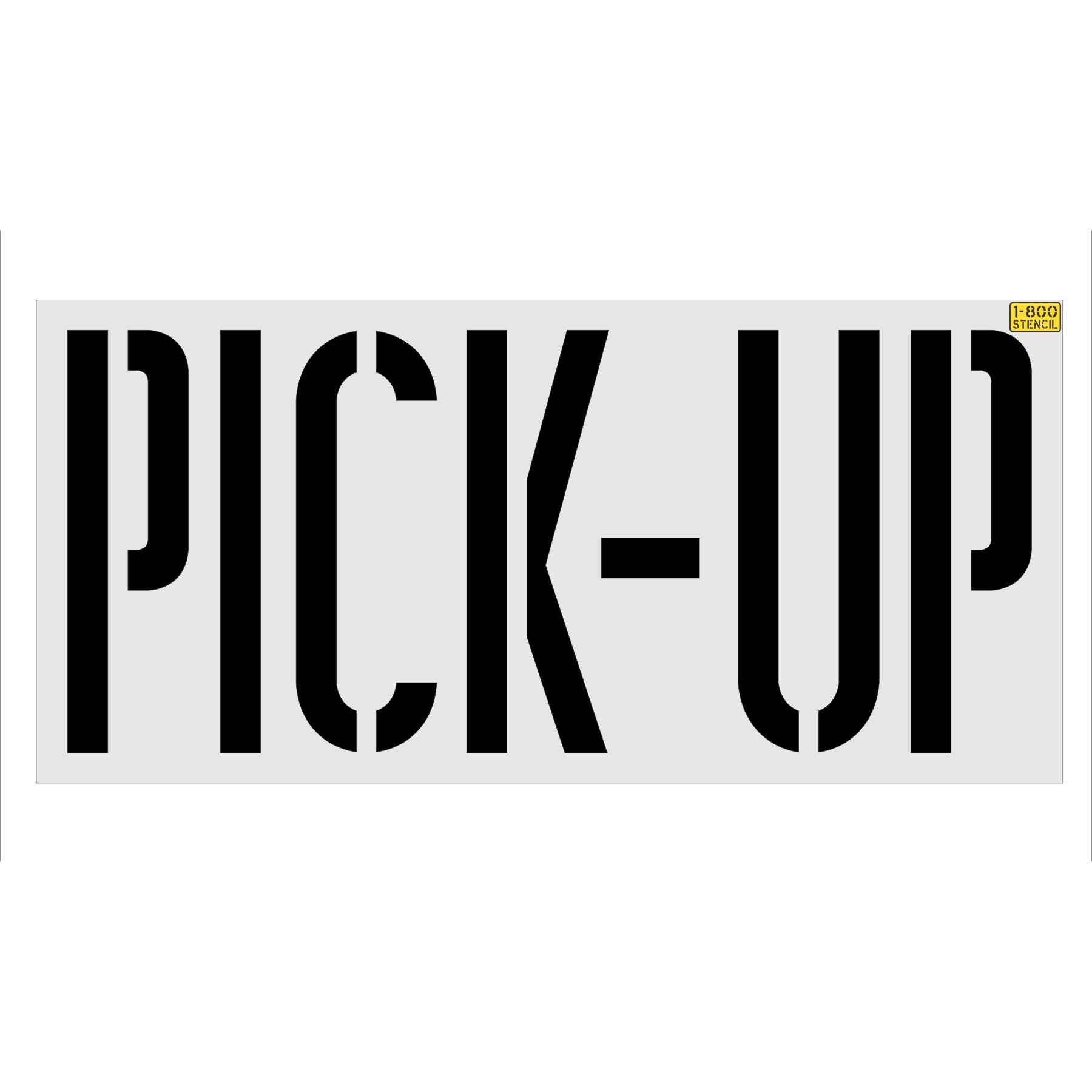 42 inch HyVee PICK-UP stencil for curbside pickup and retail parking lot pavement striping