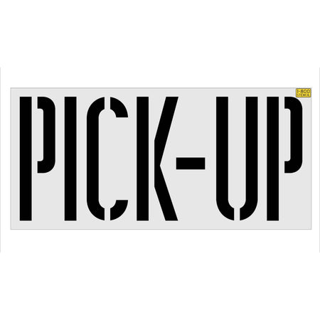 42 inch HyVee PICK-UP stencil for curbside pickup and retail parking lot pavement striping