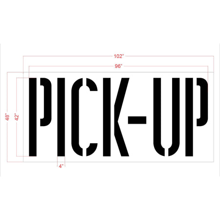 42 inch HyVee PICK-UP stencil for curbside pickup and retail parking lot pavement striping