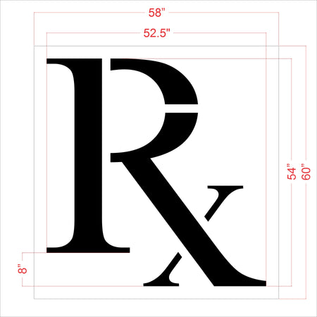 54 inch RX stencil for Hy-Vee pharmacy drive-through and parking lot pavement striping applications