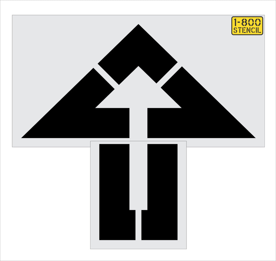 72 inch straight arrow outline stencil for Hy-Vee parking lot traffic flow pavement striping applications