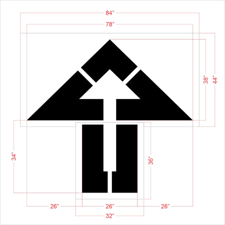 72 inch straight arrow outline stencil for Hy-Vee parking lot traffic flow pavement striping applications