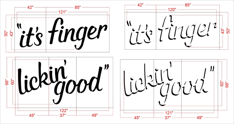 81 inch KFC Finger Lickin’ Good stencil for restaurant pavement branding and parking lot striping applications