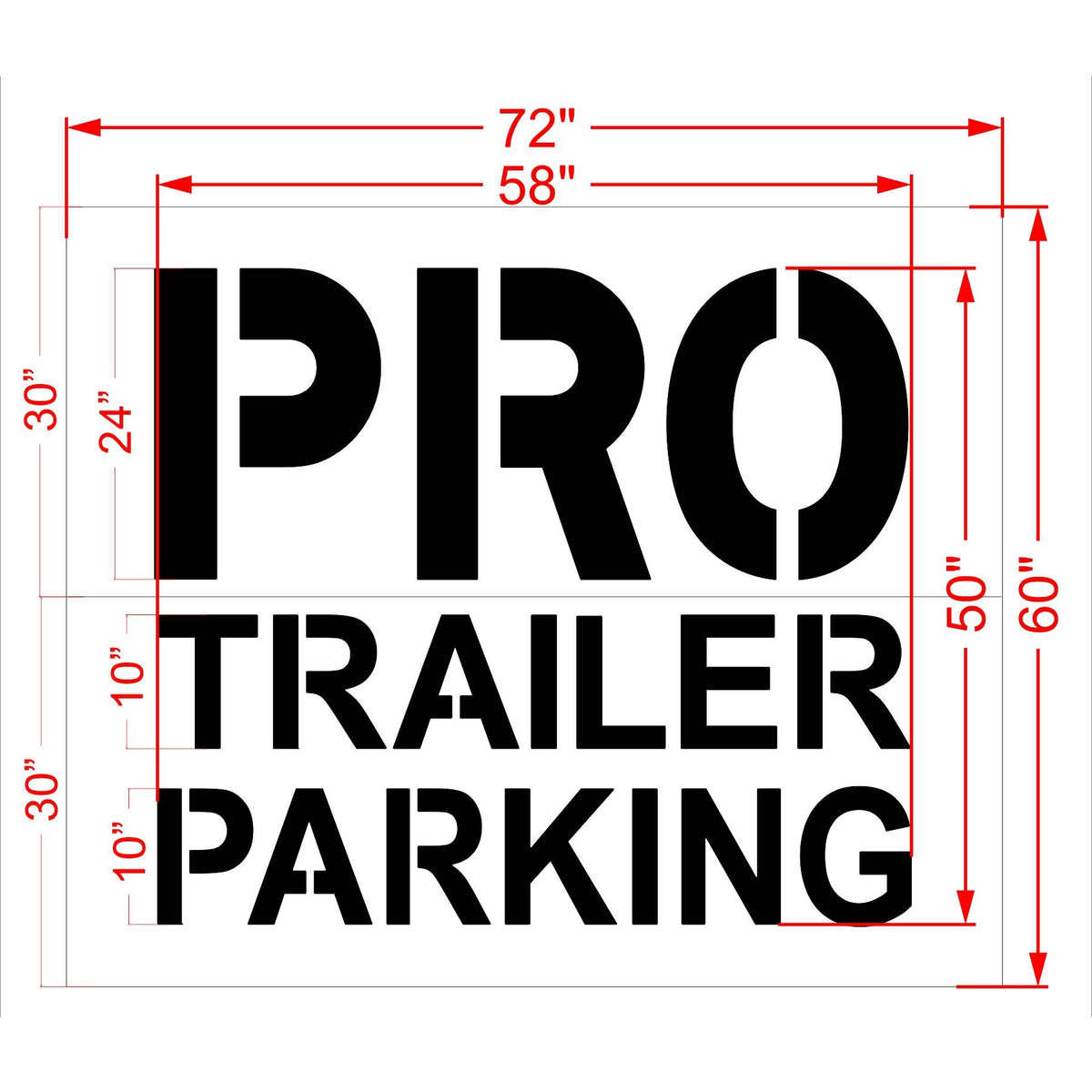 50" Lowes PRO TRAILER PARKING Stencil - High-quality stencil for pavement marking, durable and reusable