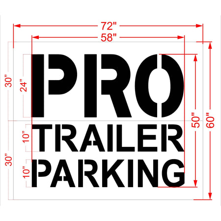50" Lowes PRO TRAILER PARKING Stencil - High-quality stencil for pavement marking, durable and reusable