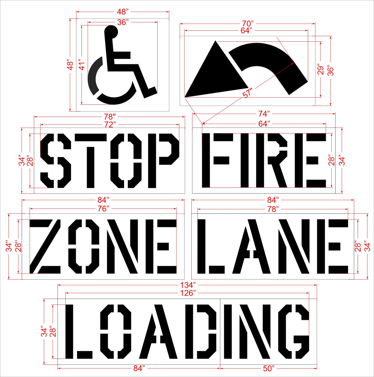 {5 pc} Lowes Starter Stencil Kit - High-quality stencil for pavement marking, durable and reusable