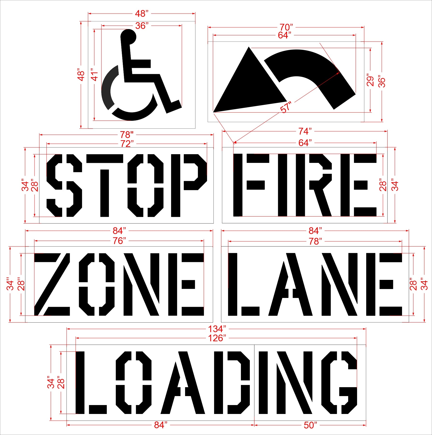 {5 pc} Lowes Starter Stencil Kit - High-quality stencil for pavement marking, durable and reusable