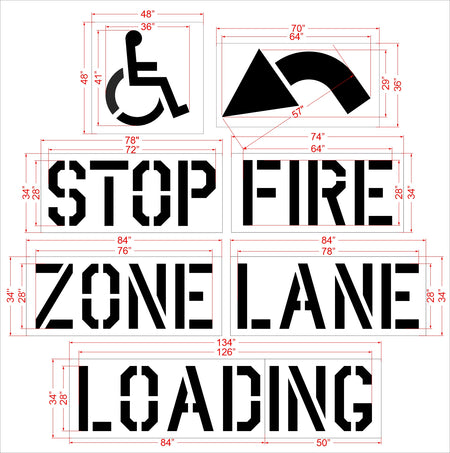 {5 pc} Lowes Starter Stencil Kit - High-quality stencil for pavement marking, durable and reusable