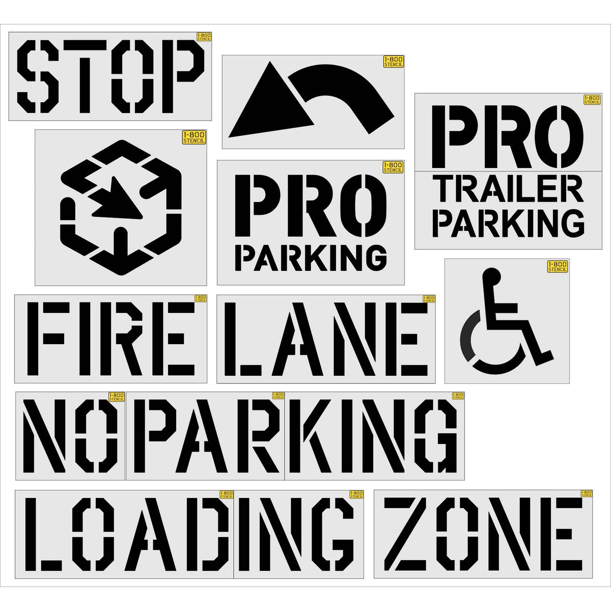 {9 pc} Complete Lowes Stencil Kit - High-quality stencil for pavement marking, durable and reusable