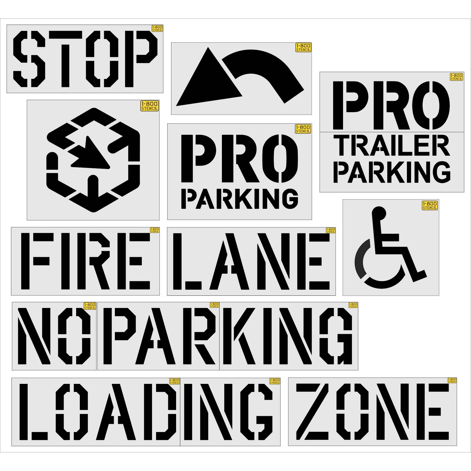 {9 pc} Complete Lowes Stencil Kit - High-quality stencil for pavement marking, durable and reusable