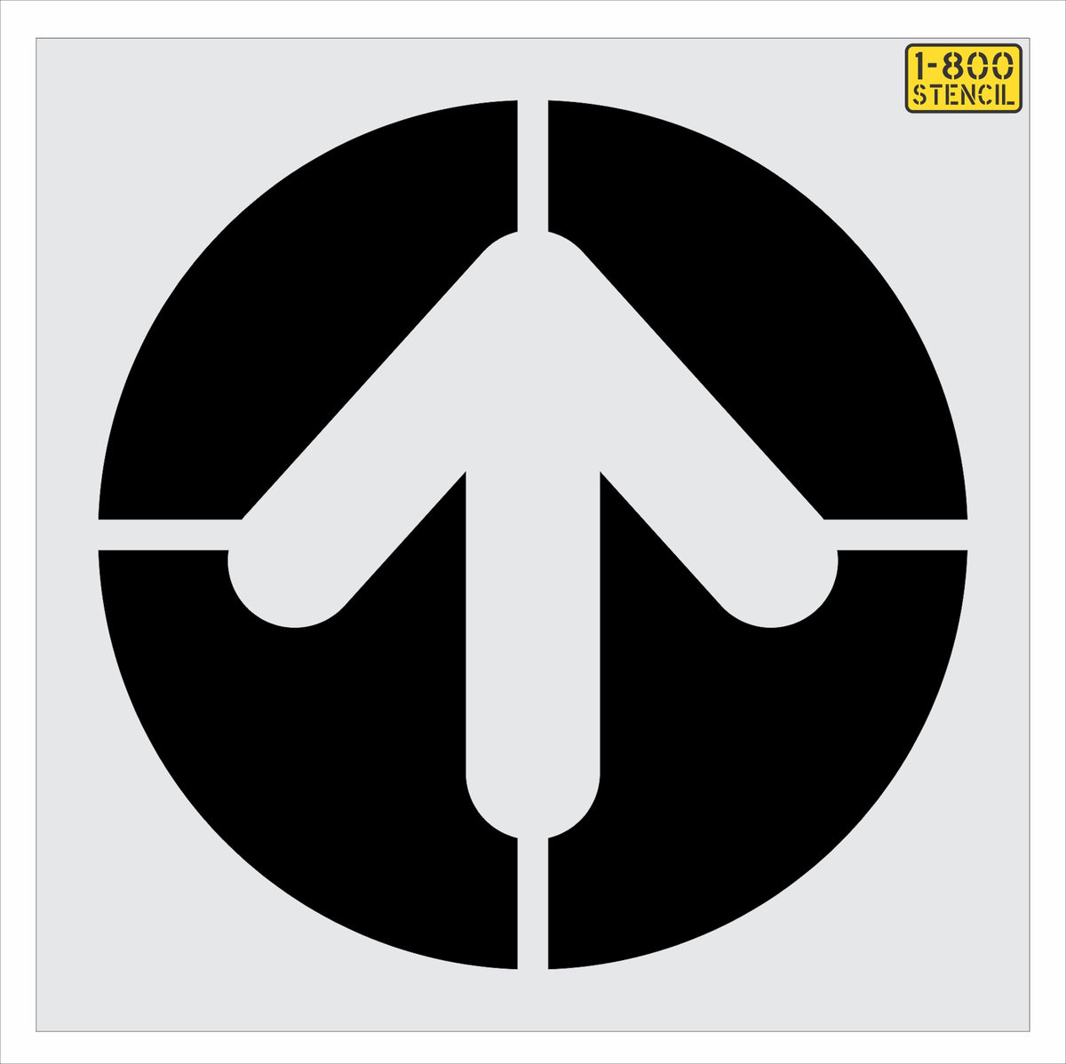 42" McDonalds Circle Arrow with Bridging Stencil - High-quality stencil for pavement marking, durable and reusable