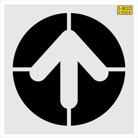 42" McDonalds Circle Arrow with Bridging Stencil - High-quality stencil for pavement marking, durable and reusable