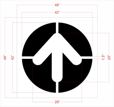 42" McDonalds Circle Arrow with Bridging Stencil - High-quality stencil for pavement marking, durable and reusable