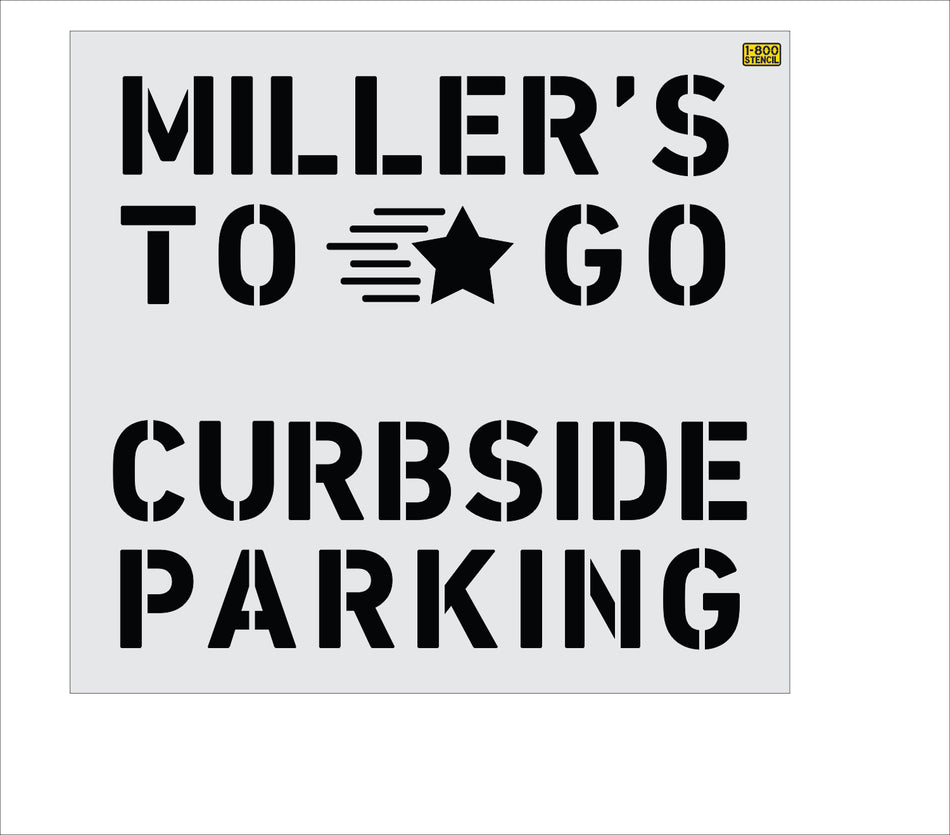 40" Miller's TO GO CURBSIDE PARKING stencil