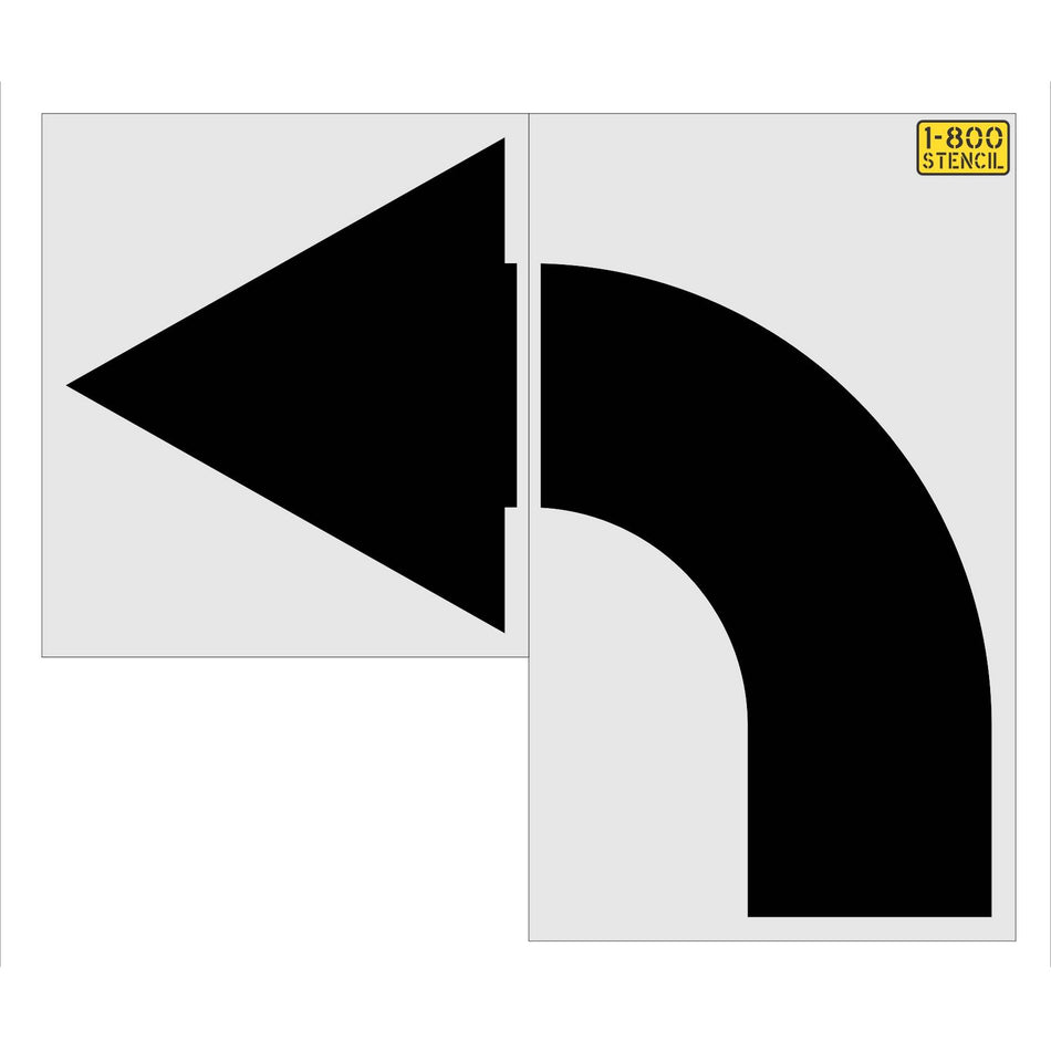 96 inch Panera turn arrow stencil for drive-thru and parking lot traffic direction pavement striping applications