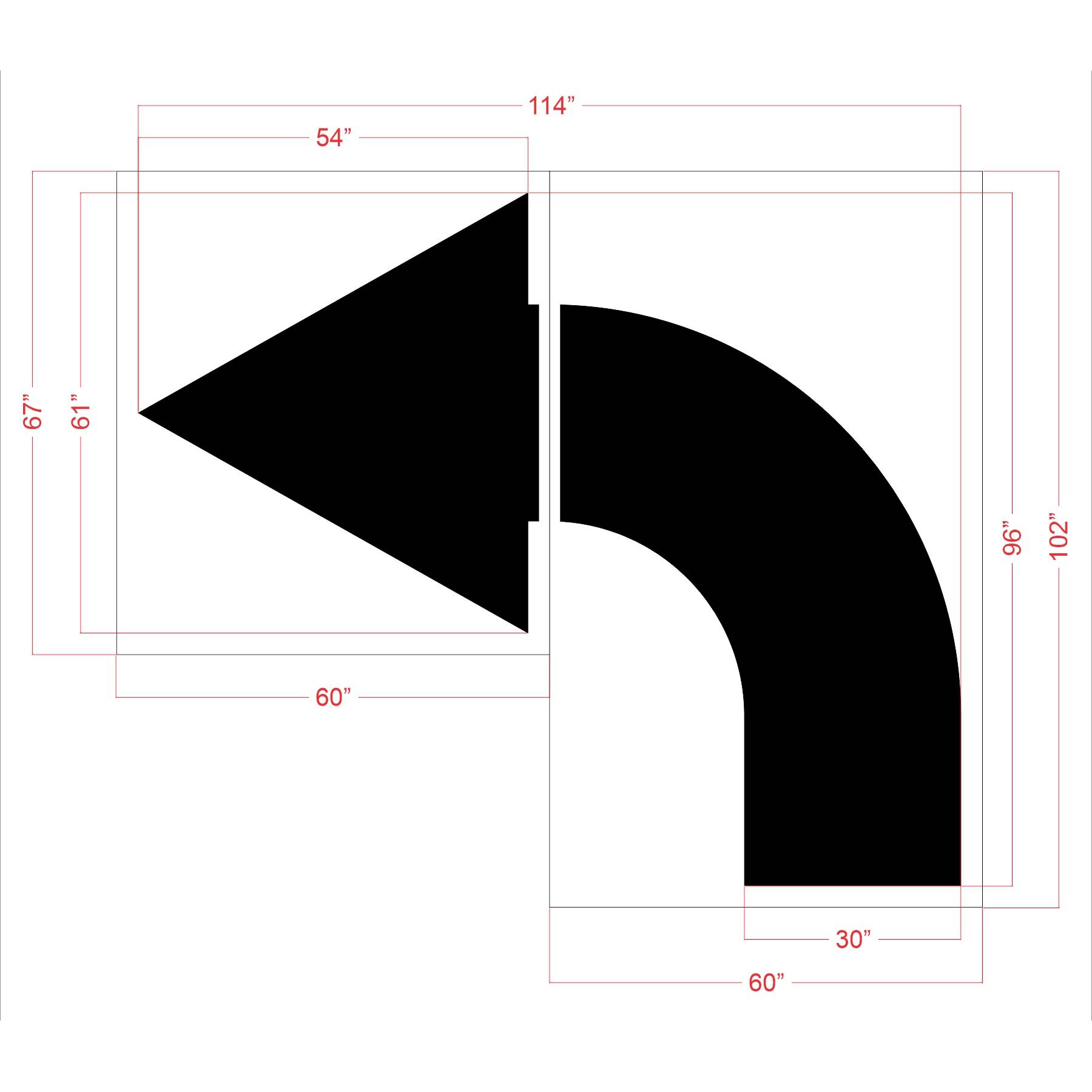 96 inch Panera turn arrow stencil for drive-thru and parking lot traffic direction pavement striping applications