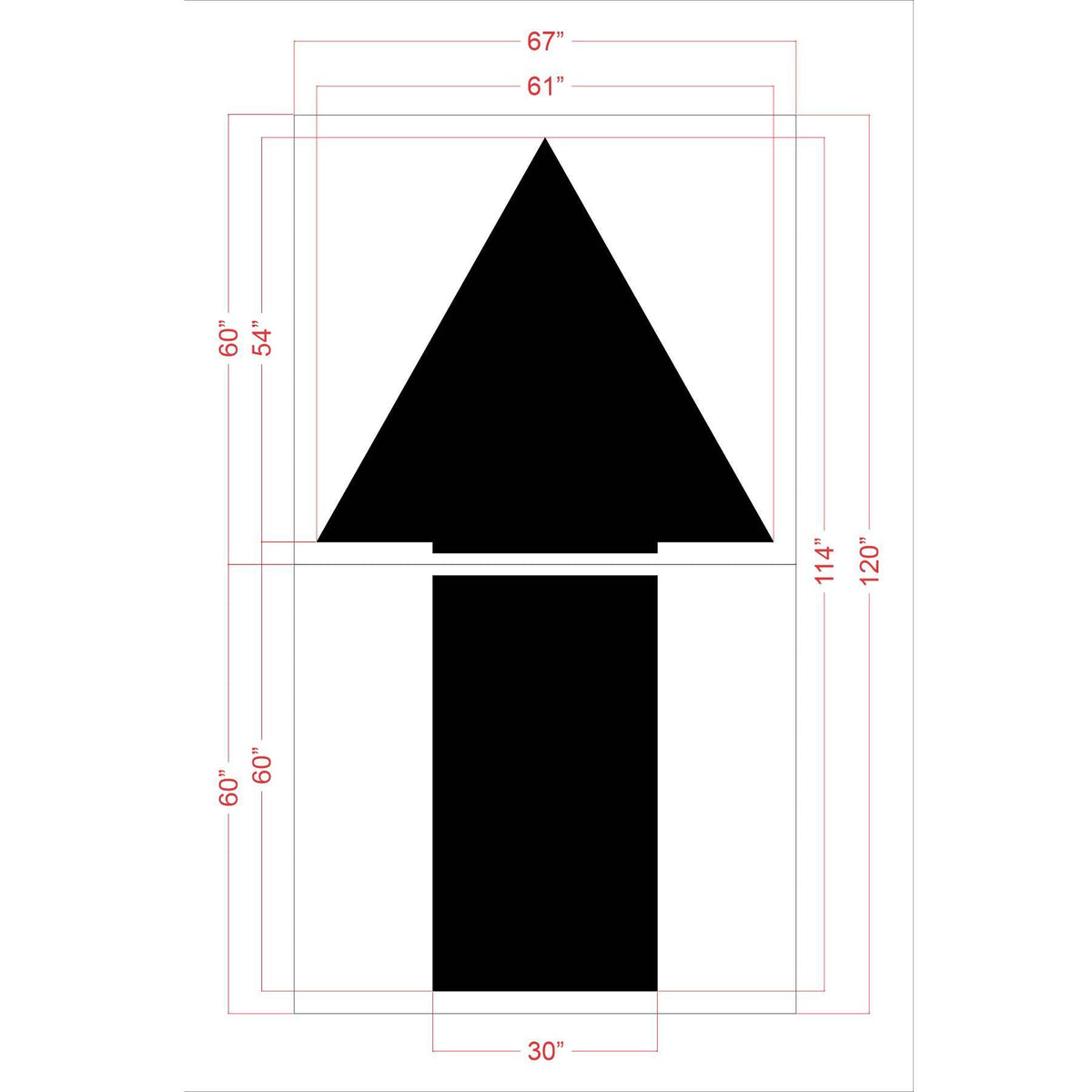 114 inch Panera Bread straight arrow stencil for drive-thru and parking lot traffic direction pavement striping applications