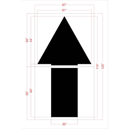 114 inch Panera Bread straight arrow stencil for drive-thru and parking lot traffic direction pavement striping applications