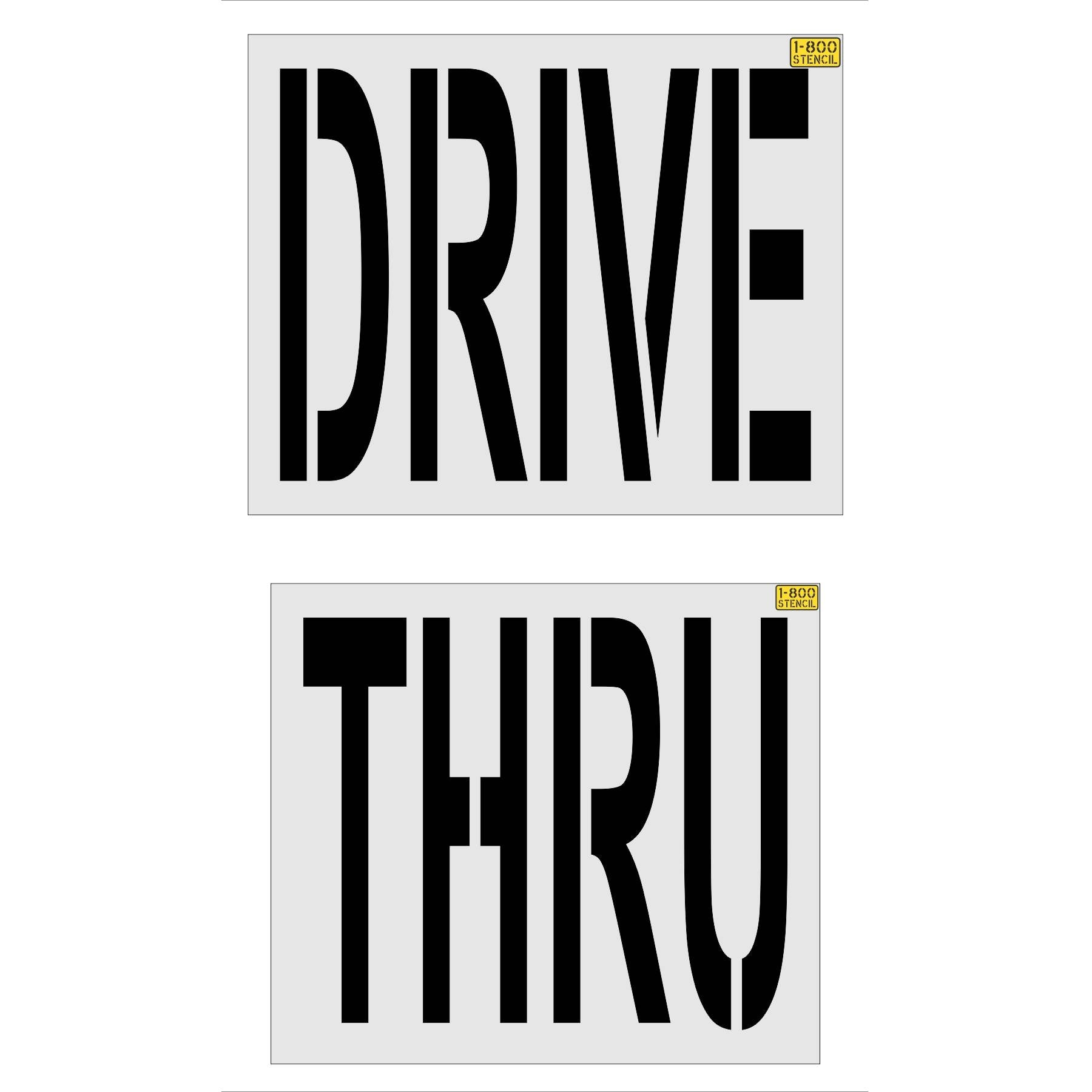 36 inch Panera Bread DRIVE THRU stencil for restaurant drive-thru and parking lot pavement striping applications