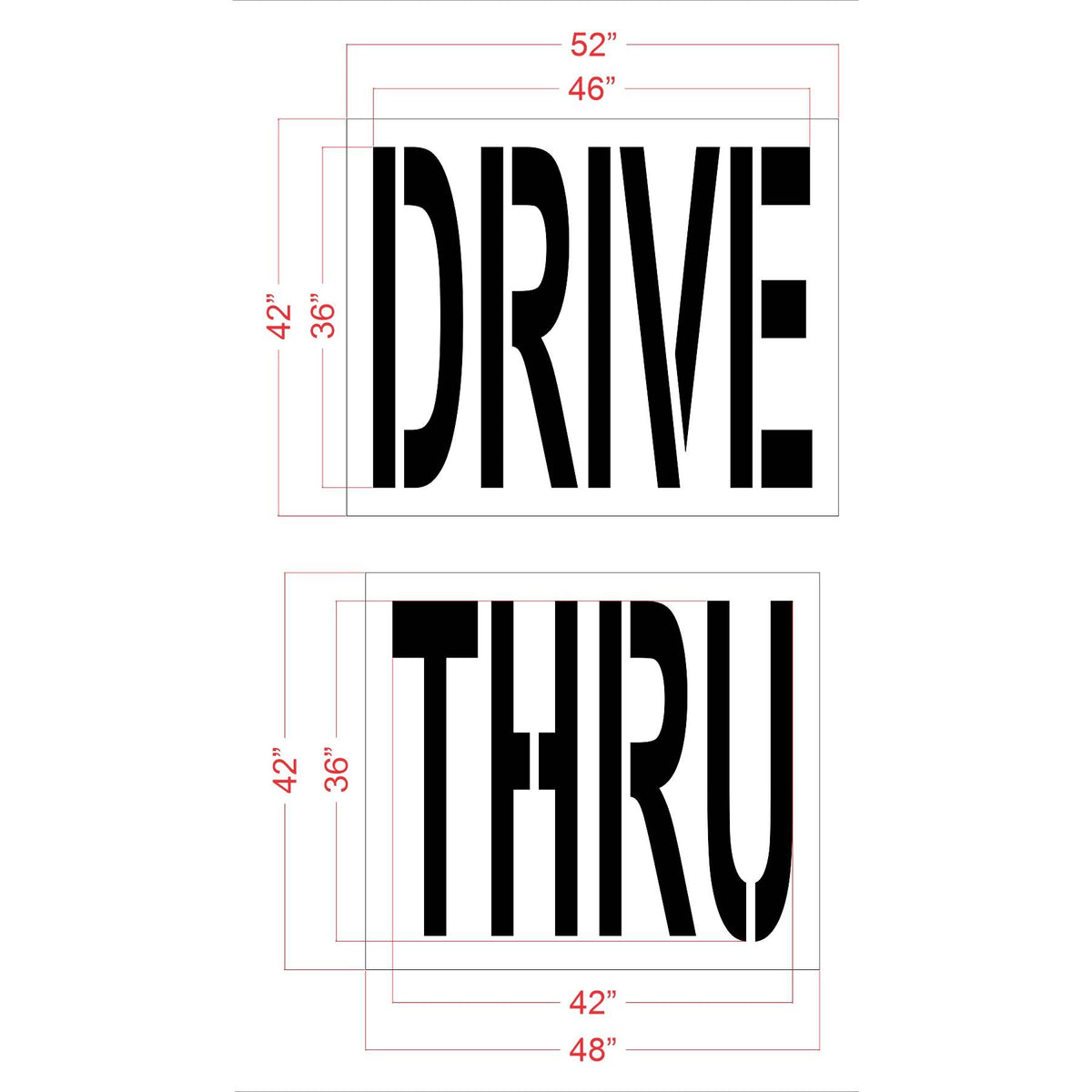 36 inch Panera Bread DRIVE THRU stencil for restaurant drive-thru and parking lot pavement striping applications