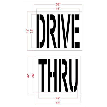 36 inch Panera Bread DRIVE THRU stencil for restaurant drive-thru and parking lot pavement striping applications