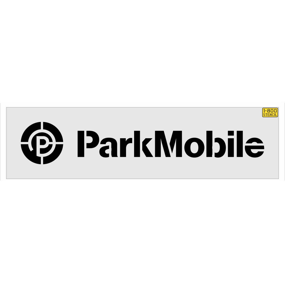 6 inch ParkMobile logo stencil for parking lot mobile payment space pavement marking
