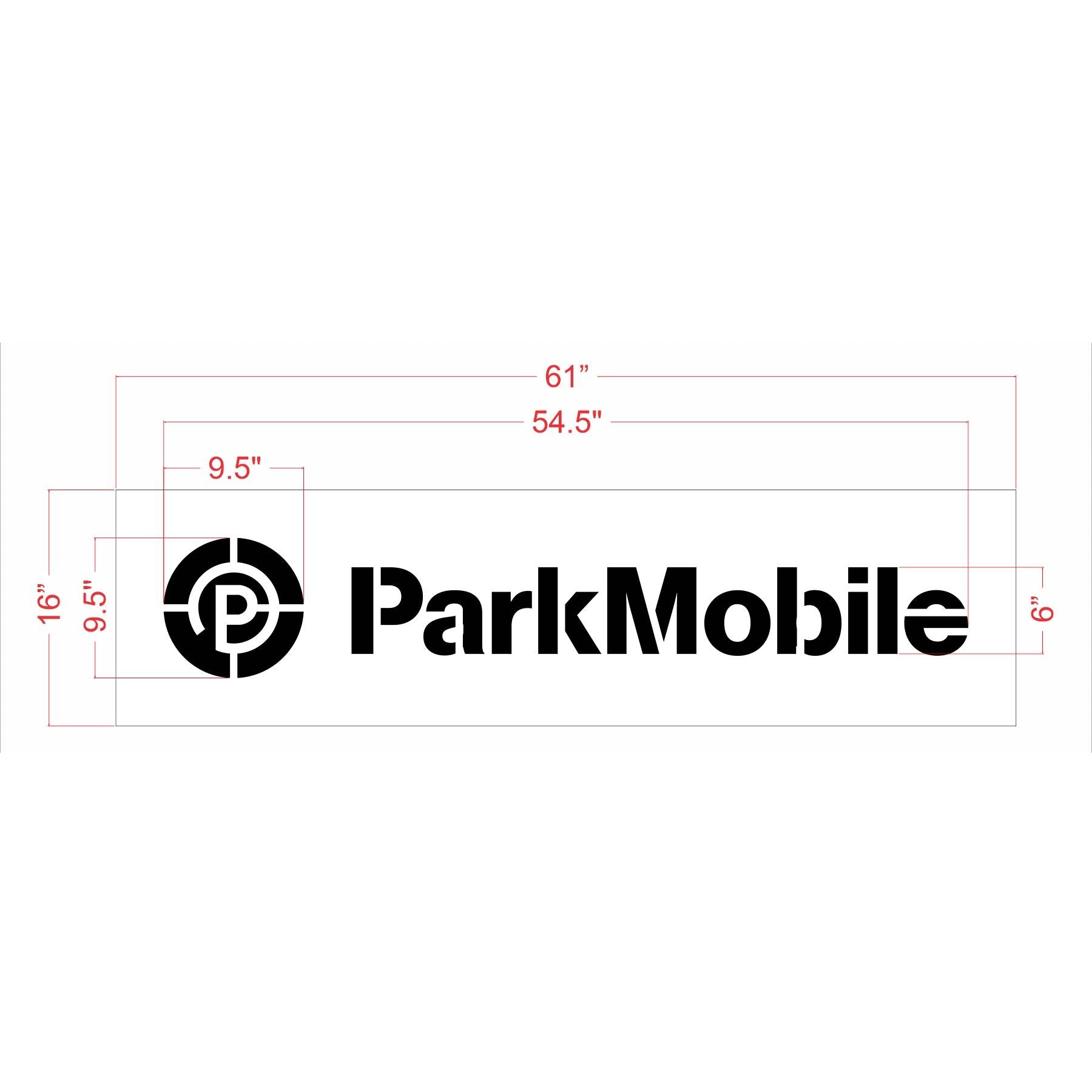 6 inch ParkMobile logo stencil for parking lot mobile payment space pavement marking