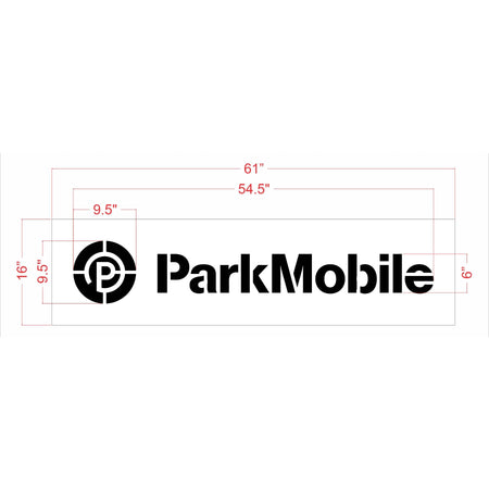 6 inch ParkMobile logo stencil for parking lot mobile payment space pavement marking