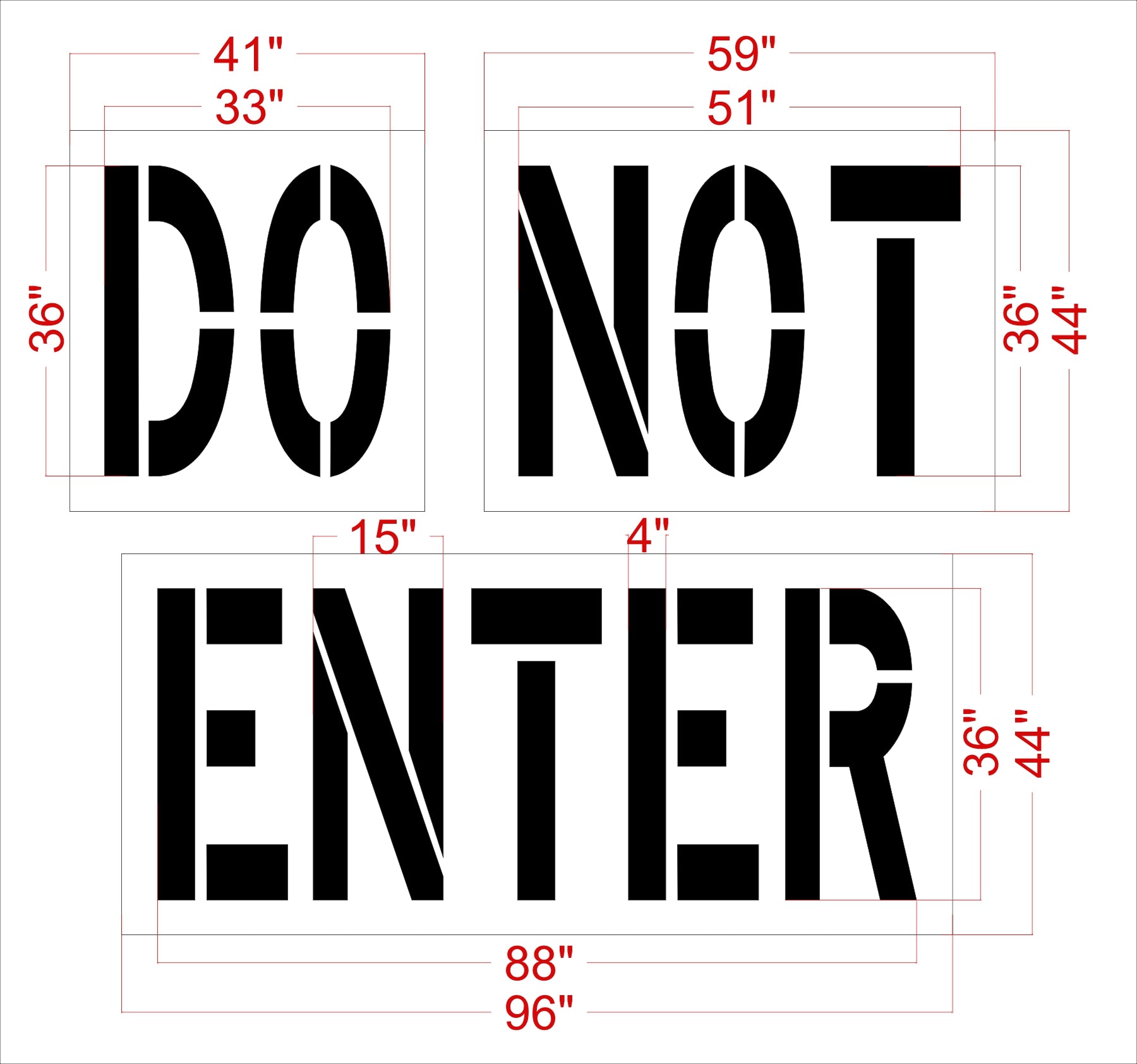 36 inch Raising Cane’s DRIVE THRU stencil for drive-thru lane and parking lot pavement striping applications