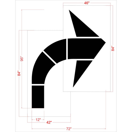 96 inch Sam’s Club right turn arrow stencil for parking lot traffic direction and commercial pavement striping applications