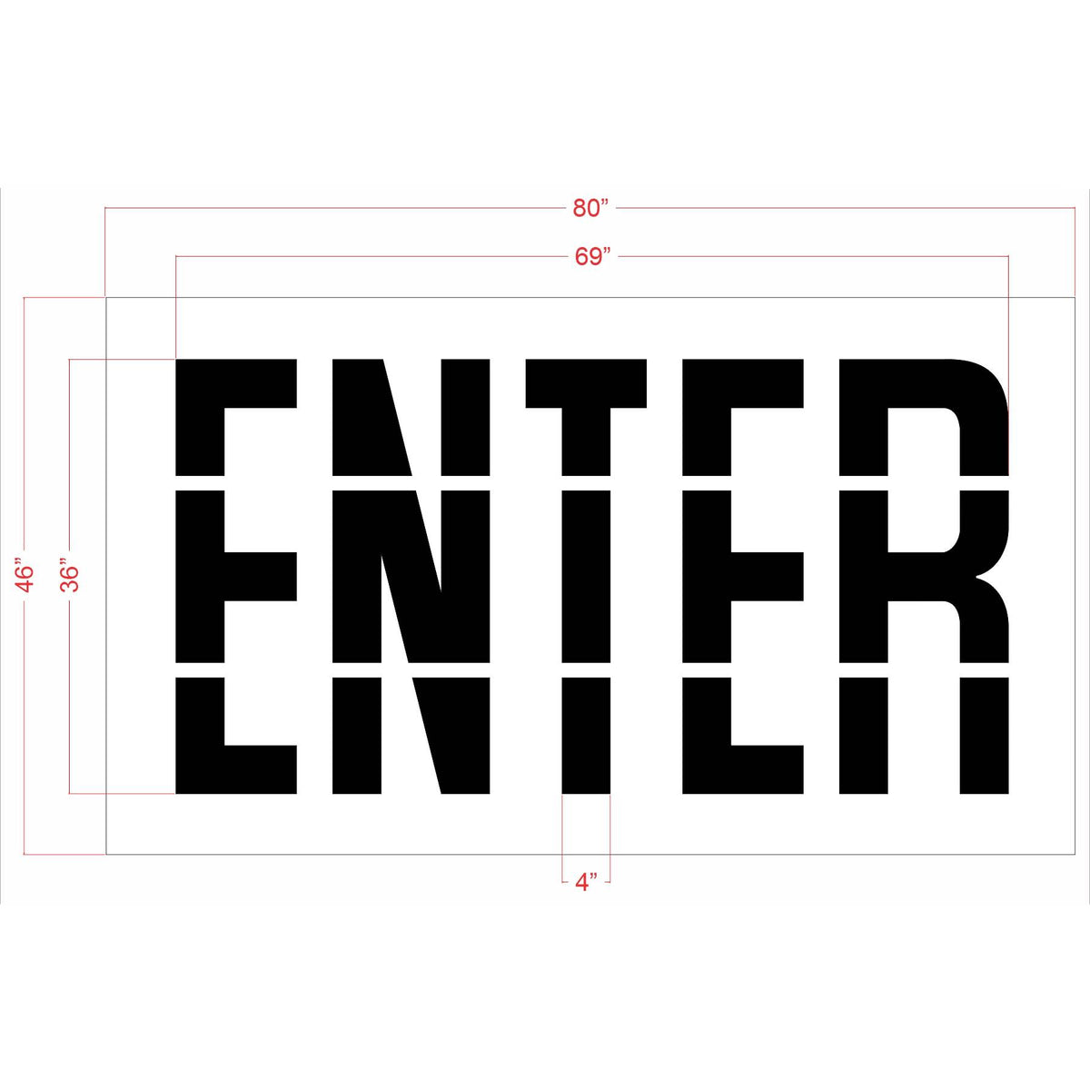36" Sams Club ENTER Stencil - High-quality stencil for pavement marking, durable and reusable