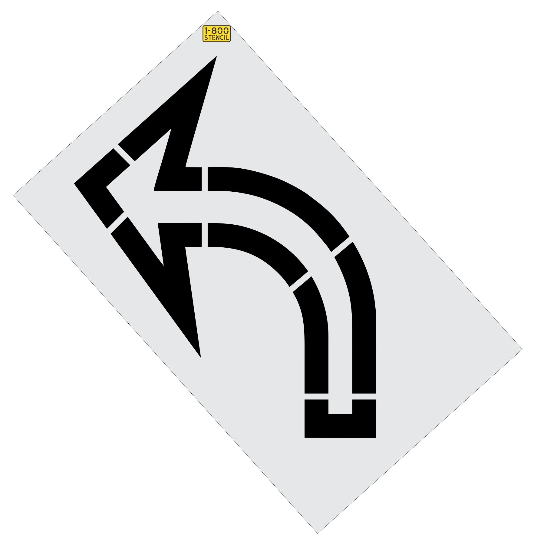 64" Sams Club Open Left Turn Arrow Stencil - High-quality stencil for pavement marking, durable and reusable