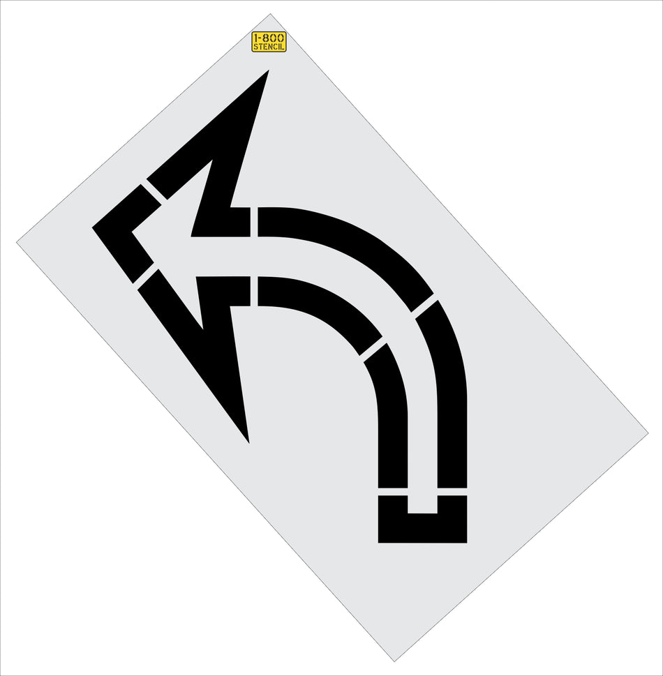 64" Sams Club Open Left Turn Arrow Stencil - High-quality stencil for pavement marking, durable and reusable