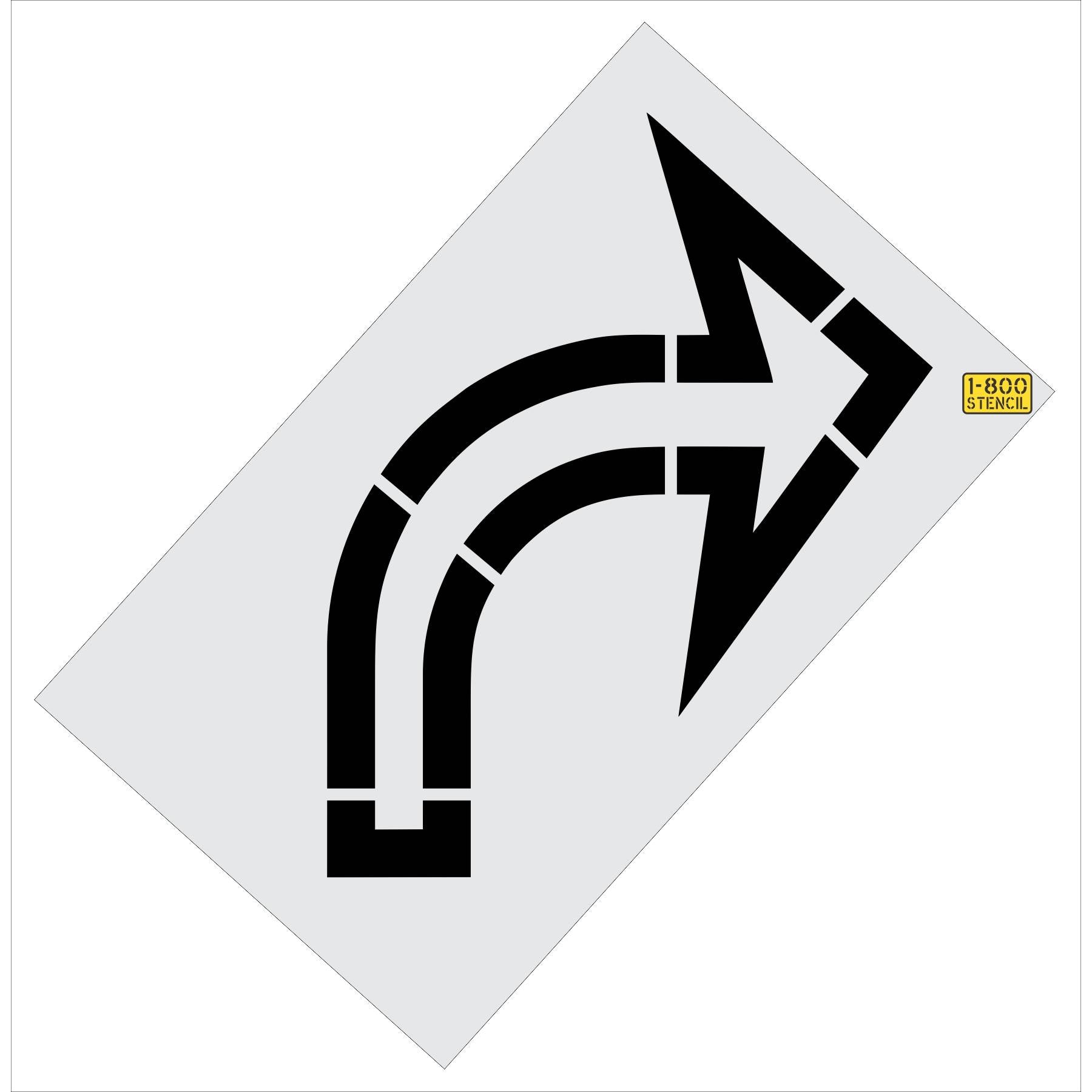 64" Sams Club Open Right Turn Arrow Stencil - High-quality stencil for pavement marking, durable and reusable
