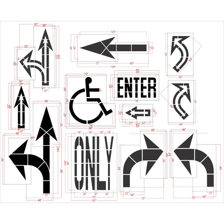 {12 pc} Sams Club Current Spec Stencil Kit - High-quality stencil for pavement marking, durable and reusable