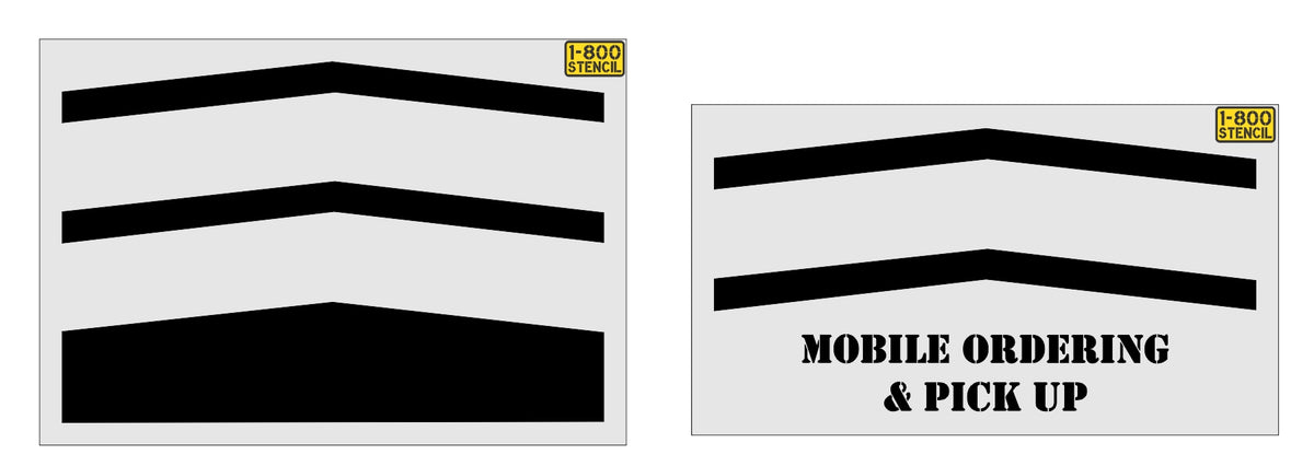 48-inch Sonic chevron pavement marking with 4-inch mobile ordering and pick up stencils for drive-in traffic guidance