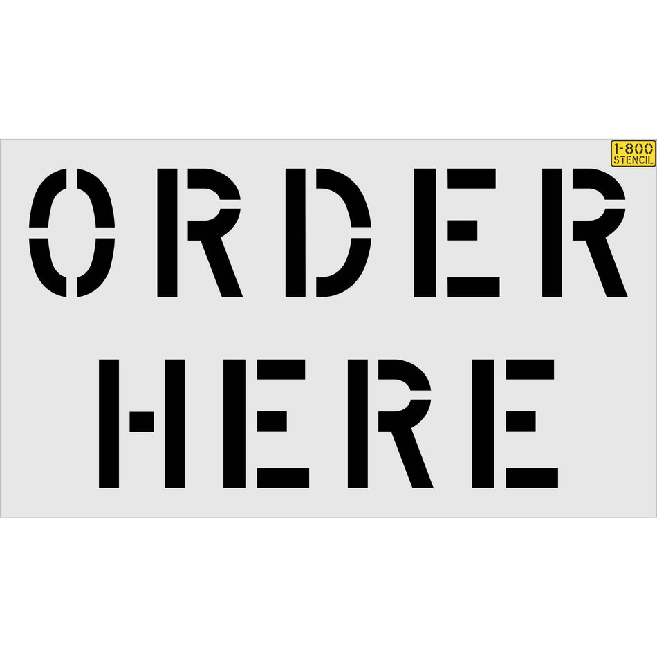 45 inch Taco Bell ORDER HERE stencil for drive-thru and restaurant parking lot pavement striping applications