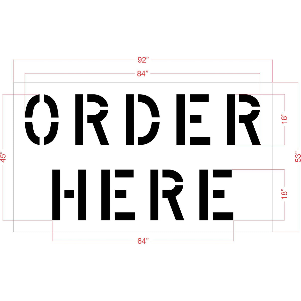 45 inch Taco Bell ORDER HERE stencil for drive-thru and restaurant parking lot pavement striping applications