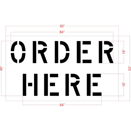 45 inch Taco Bell ORDER HERE stencil for drive-thru and restaurant parking lot pavement striping applications