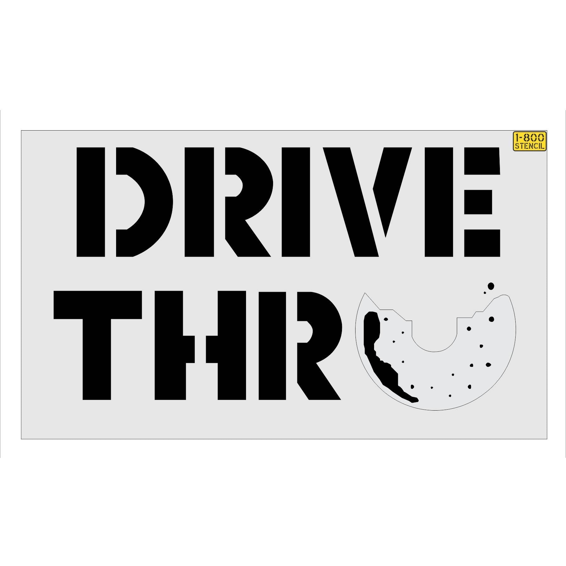 46 inch Tim Hortons DRIVE THRU stencil for restaurant drive-thru and parking lot pavement striping applications