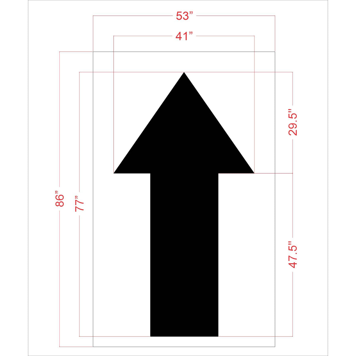 77 inch Tim Hortons straight arrow stencil for drive-thru and parking lot traffic direction pavement striping