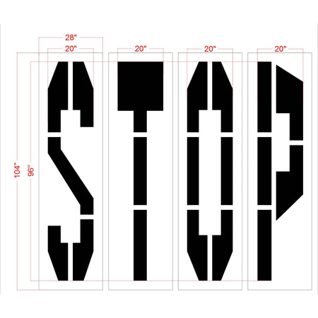 96" Walmart STOP Block Stencil - High-quality stencil for pavement marking, durable and reusable