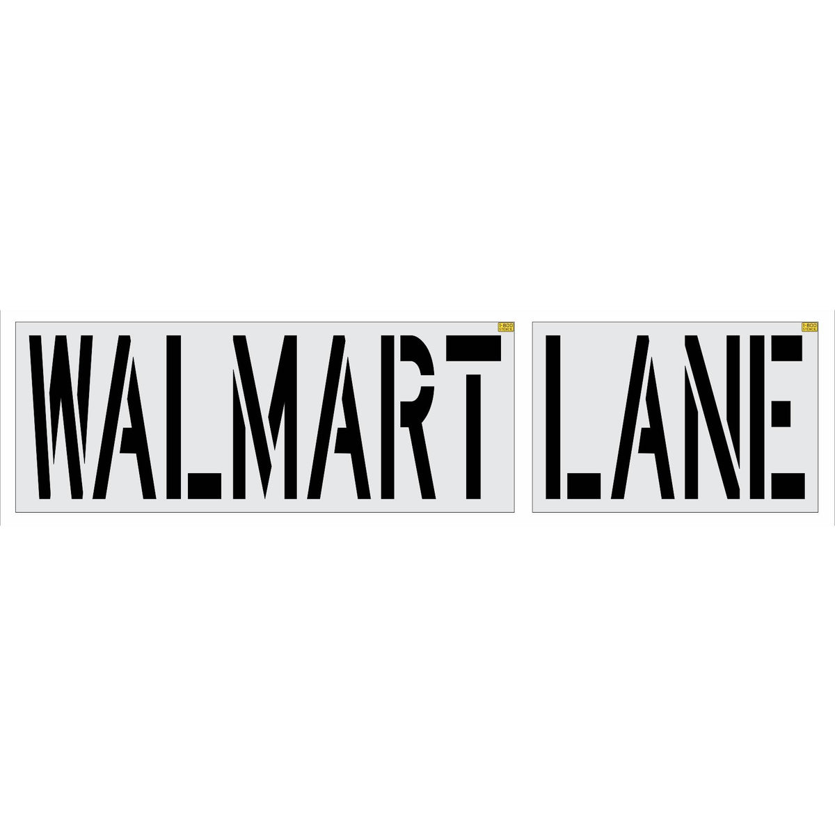 36" Walmart WALMART LANE Stencil - High-quality stencil for pavement marking, durable and reusable