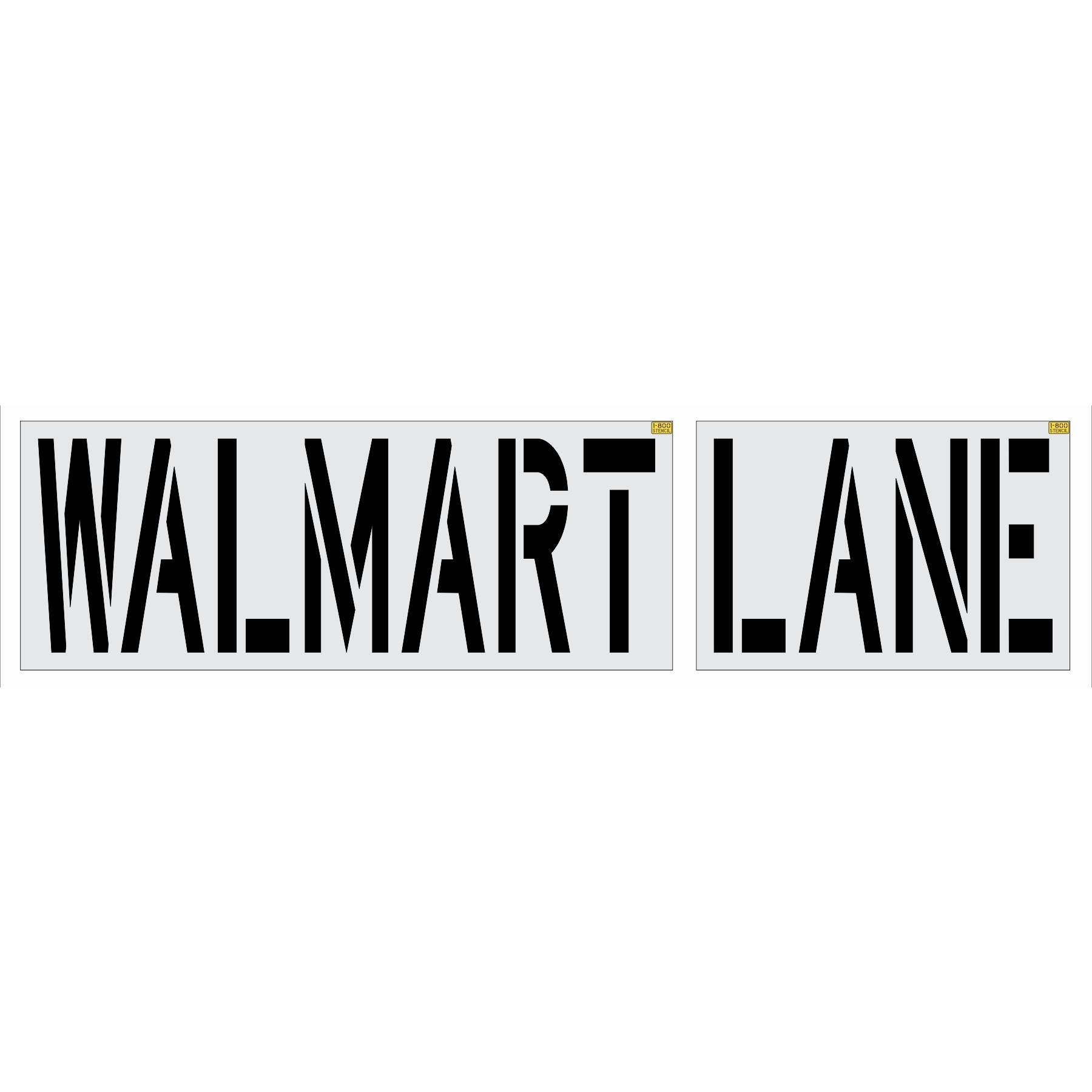 36" Walmart WALMART LANE Stencil - High-quality stencil for pavement marking, durable and reusable